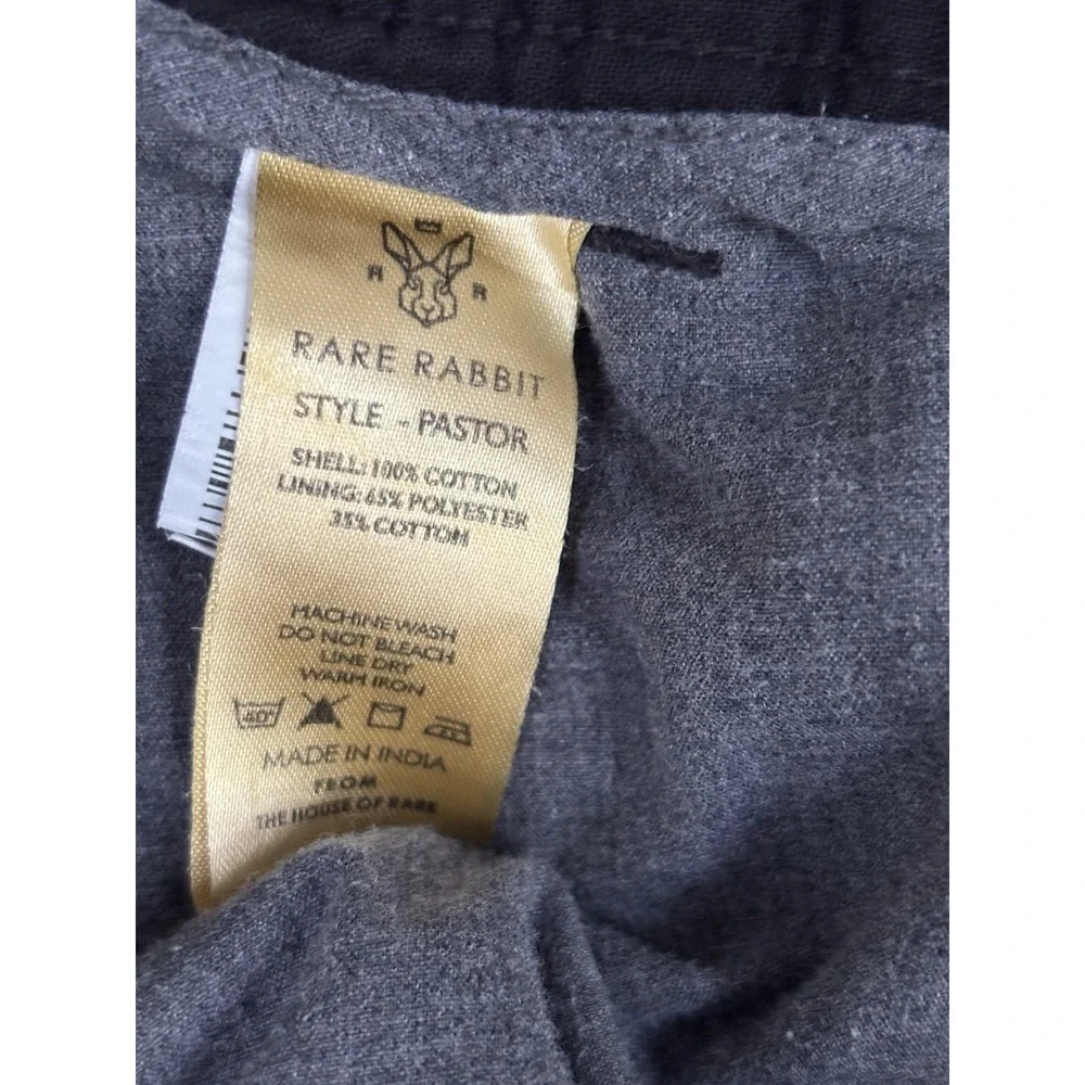 Rare Rabbit Pastor Black Drawstring Linen Blend Pants Men 34 Tapered Casual 0807